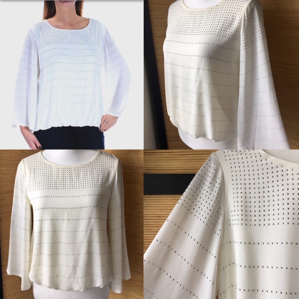 Alfani Beige Bell Sleeve Blouse
